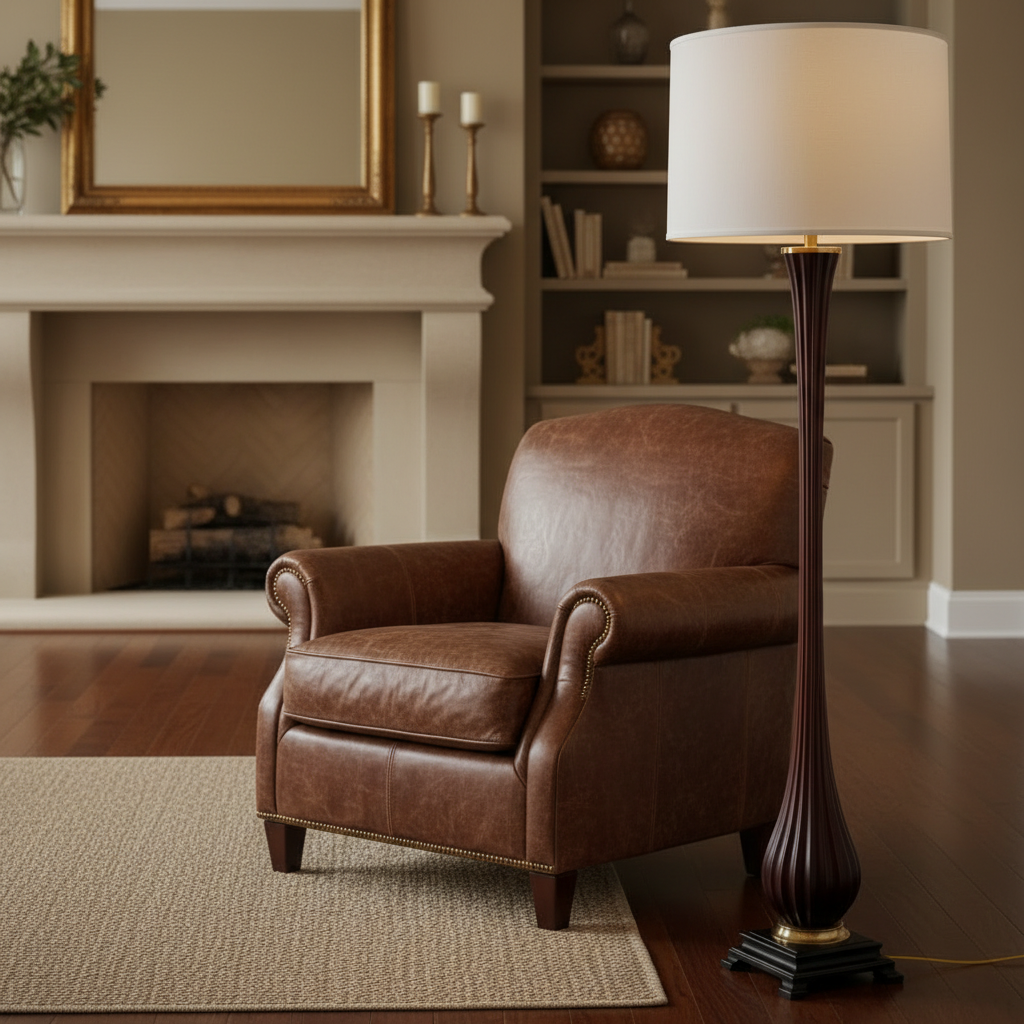 Wildwood Brand Wood & Brass Floor Lamp, Shade not included, Sku: 033703