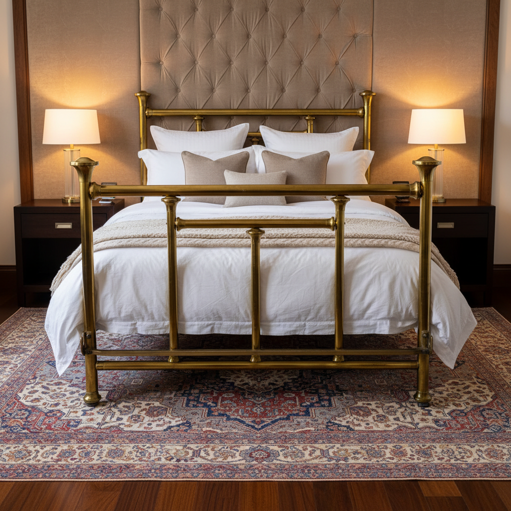 Simmons and Company Full Size Brass Bed Head, Foot and Side Rails, Sku 033707