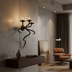 Wall Sconce, Three Arm, Serpent Like Design, Pewter Finish, Sku: 033334
