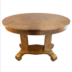 Antique American Empire Tiger Oak Parlor Table, Sku 033716