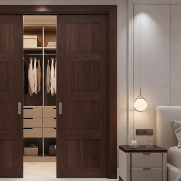 Custom Made Set of Engineered Walnut Doors in Various Sizes, Sku 033723