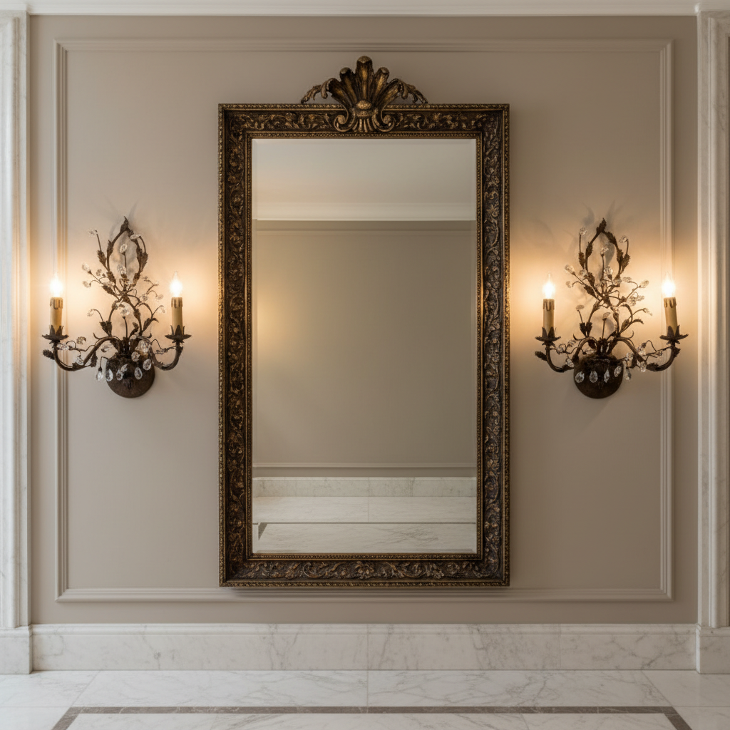 Pair of Vintage Crystal Bud Sconces, Sku 033736