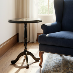 Lock 1976 Wood Tilt Top Table Quad-Leg Base Oval top with Hand Painted Fife and Drum Corps "Spirit of '76" Black Painted Finish, Sku 033768