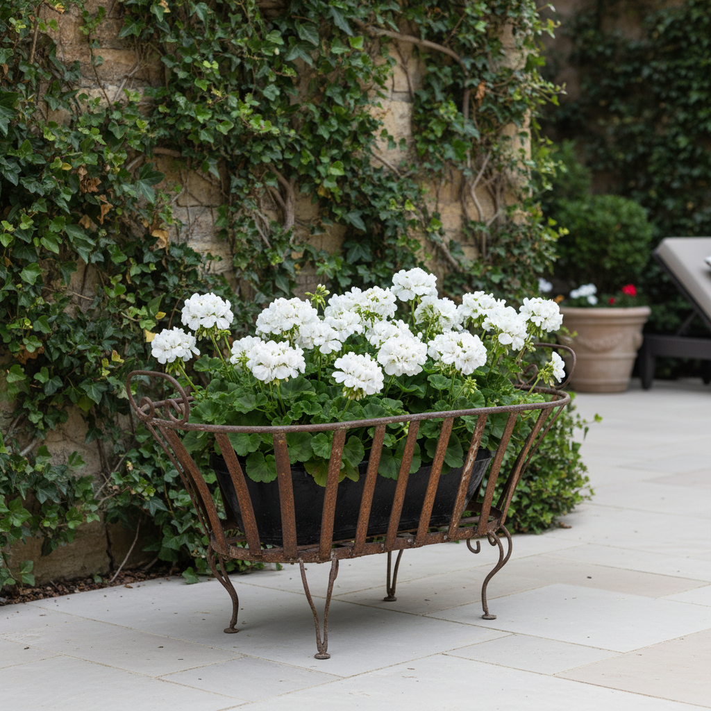Victorian Style Vintage Oval Metal Footed Planter, Sku 033778