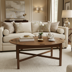 Kittinger Butler Tray Table, Wood Tray Top and Base are Individual Pieces, Four Sides are Hinged to Allow for Extra Serving Space