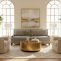 Lillian August Medium Gray Tweed Sofa w/ Wing Style Arms & Nailhead Trim, Sku 033785