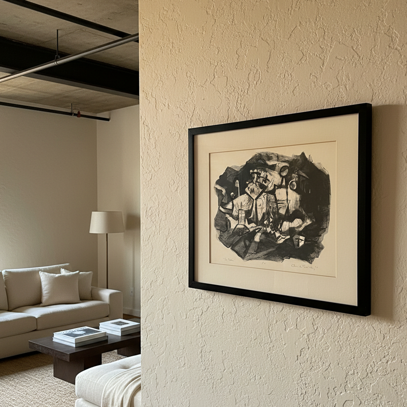 Original Lithograph "La Cava" Signed, Artist Claude Ronald Bentley, Limited Edition 1/12, Sku 033792