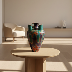 Santa Fe Pottery by Artist Elizabeth McKnitt, Floor Vase with Handle and 5 Openings Sku 033831