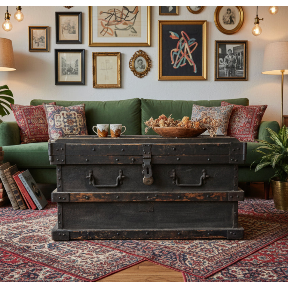 Antique Wood & Iron Trunk, sku: 032659