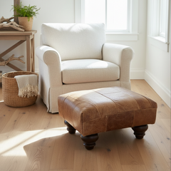 Unique Patchwork Leather Ottoman, Sku 033847