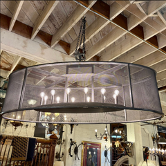 Chandelier, Oval Steel and Mesh XL, Silver Tone Color, 12 Lights, Sku: 033307