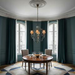 Visual Comfort Lido Medium Chandelier Antique Mirror and Antique Brass 4 Candlestick Lights, Sku 033947