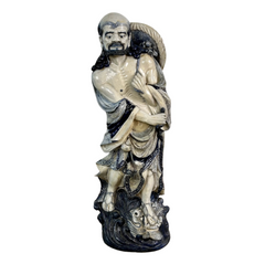Asian Ceramic Statue of a Man with Hat, Floor Standing, Vintage, Sku: 29055