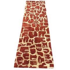 Runner Rug, Tribal Animal Shape Motif, Wool Blend, Rust and Tan, sku: S32432