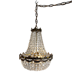 Regency Style Crystal Basket Chandelier, 1950's - 1960's, SKU 033708