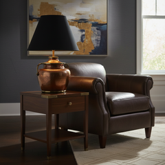Chapman 1986 Hammered Copper Lamp Base w/ Brass Accents, Shade not included, Sku 033988