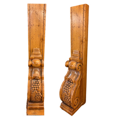 Pair Wood Corbels, Carved Grape Detail, sku: 034002