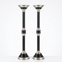Candle Holders, Floor Standing, Silver and Black, sku: 14992