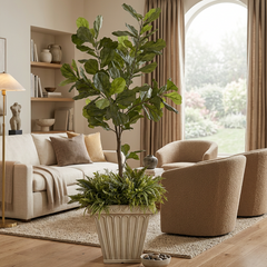 Faux Fiddle Leaf Fig Tree with Faux Terra Cotta Planter, Sku 034079